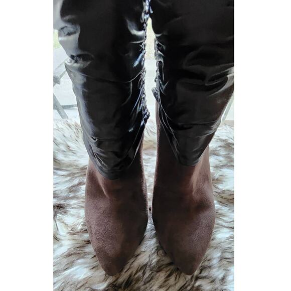 L.A.M.B. Puffy Suede Leather Booties Size 7 - Picture 3 of 10